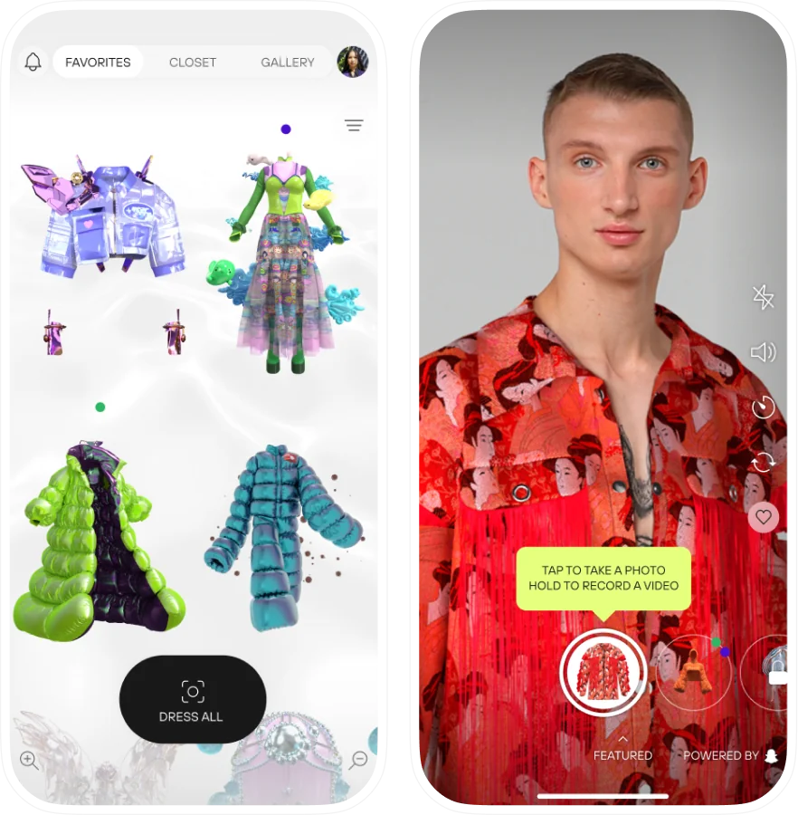 DRESSX — Redesign for an AR-fashion mobile app, after redesign